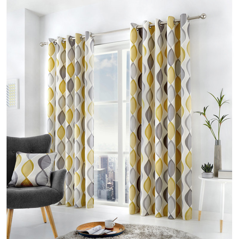 Geometric Square Throw, Cushion Cover Only - No Insert, Grey/Yellow