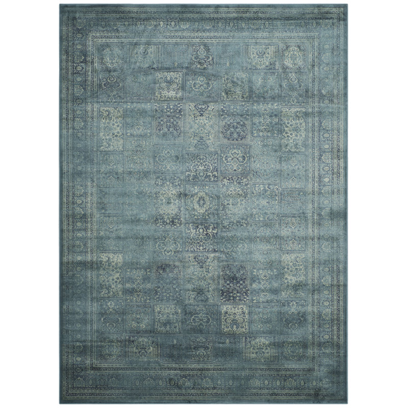 Tapis oriental turquoise / gris Evanoff, Rectangle 2 pi x 3 pi