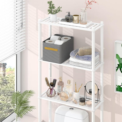 Étagère de rangement au-dessus de la toilette, étagère de rangement de salle de bain à 3 niveaux, étagère de rangement autoportante au-dessus de la toilette pour salle de bain