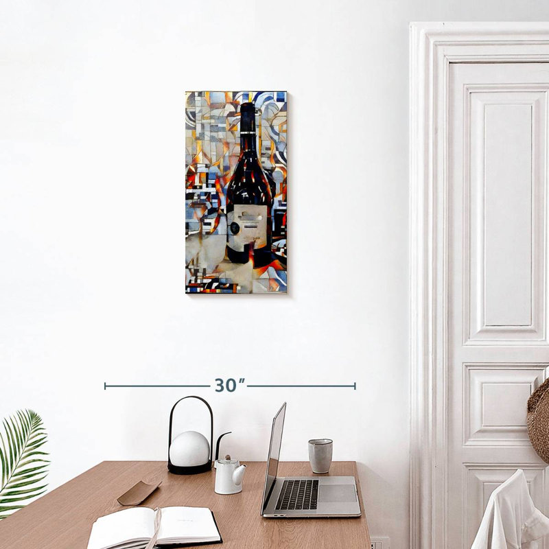Bouteille de vin / style abstrait, H 24 po x l 12 po