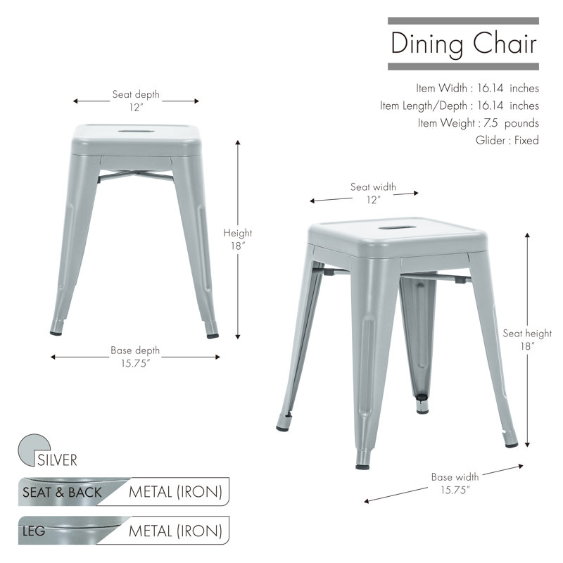 Chaise de patio empilable Yarbrough, Argent