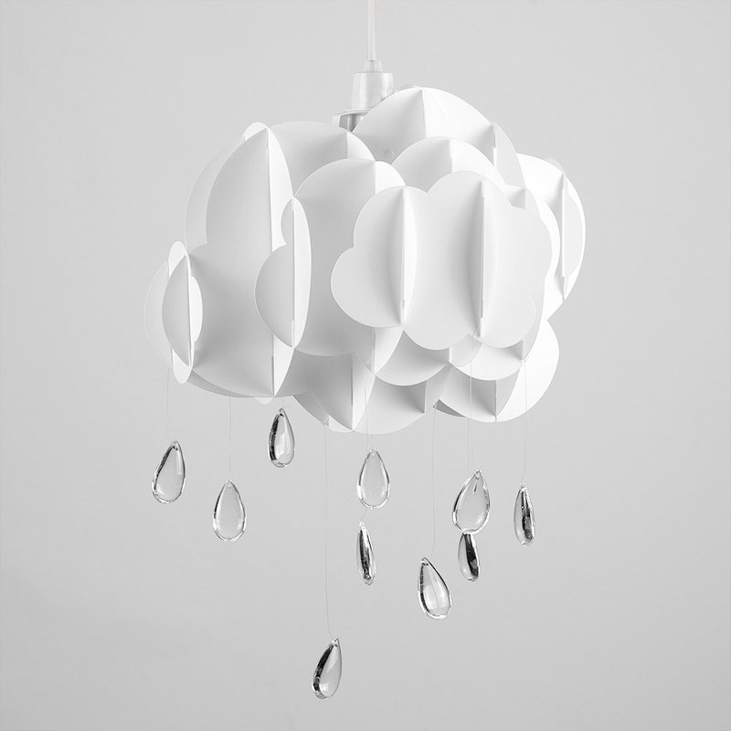 Cloud & Rain 47cm H Plastic Novelty Pendant Shade ( Clip On ) in White
