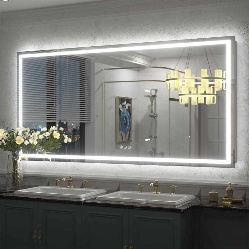 Wayfair Basics® UL Certified Front & Back LED Anti-Fog Tempered Glass Bathroom/Vanity Mirror with 3-Year Warranty, 60" x 30"