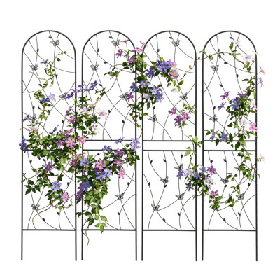 Ensemble de 4 treillis métalliques d'extérieur, treillis hauts autoportants pour plantes grimpantes, treillis de jardin pour tomates, roses et vignes