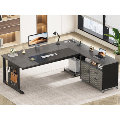 71" Computer Desk Executive Desk With Rolling File Cabinet