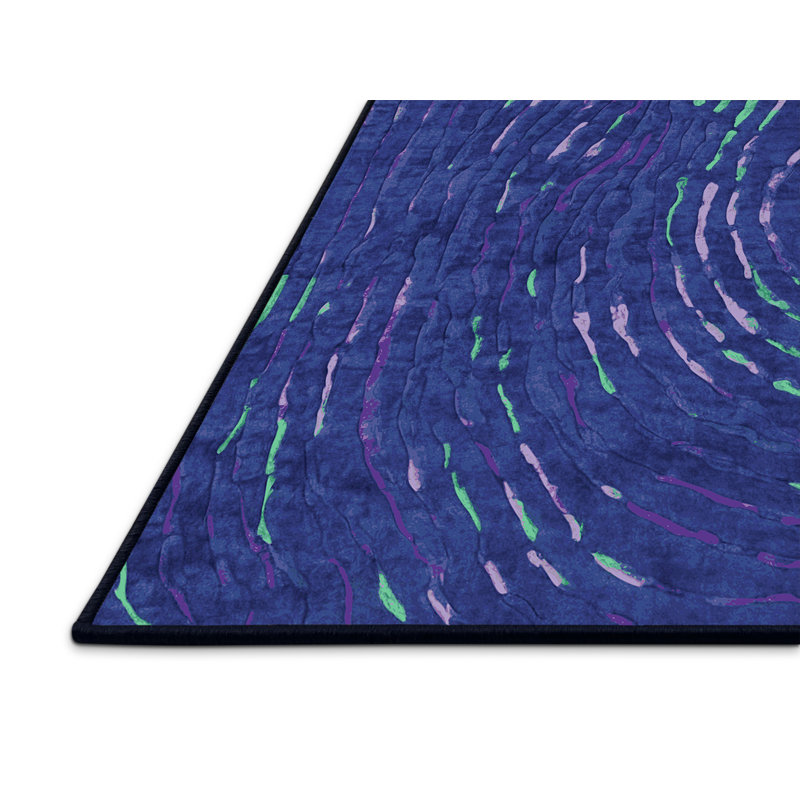 Tapis bleu soyeux et moelleux, Rectangle 8 pi x 12 pi