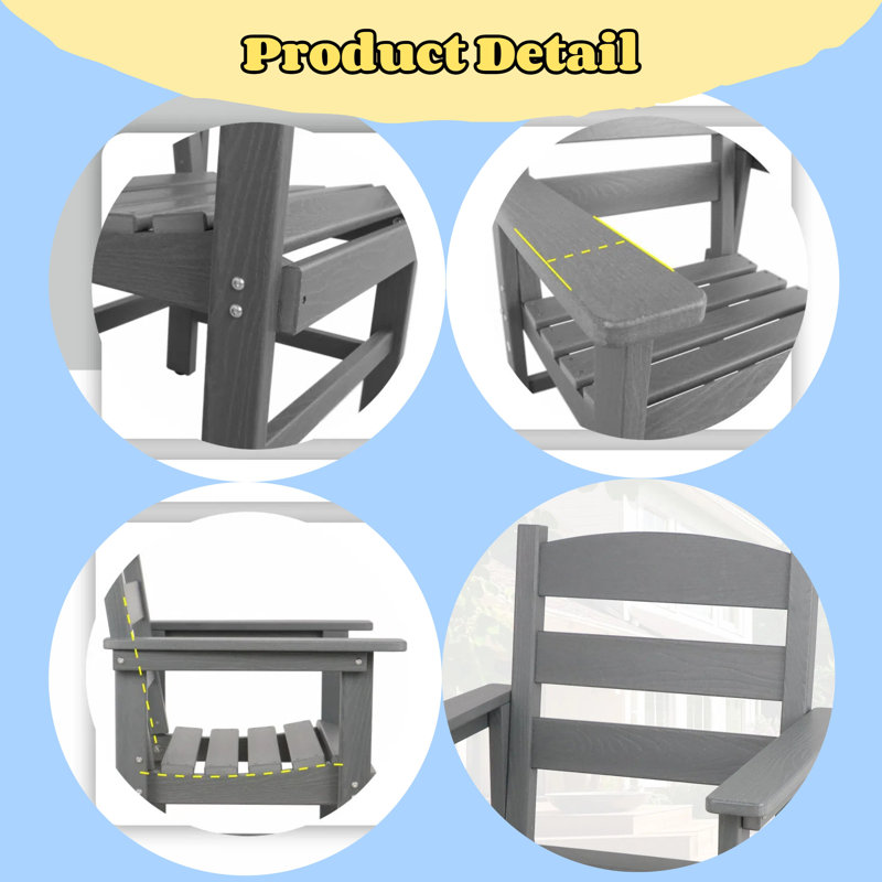7PC Modern Outdoor Dining Set for 6, Durable HDPE Table and Chairs with Comfortable Ergonomic Design, Black