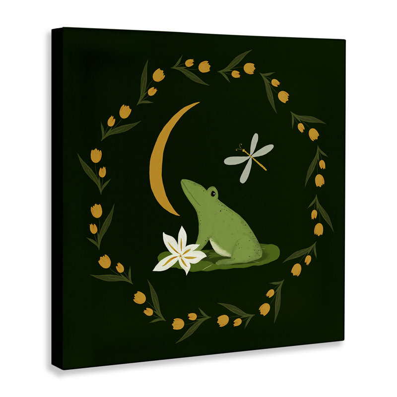  «Frog & Moon Garland», art mural sur toile par Michelle Ingari Designs, H 17 po x l 17 po