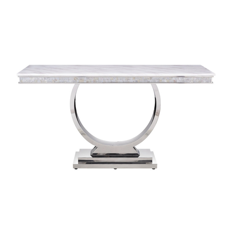 Console Chisum de 62,6 po en blanc et argent