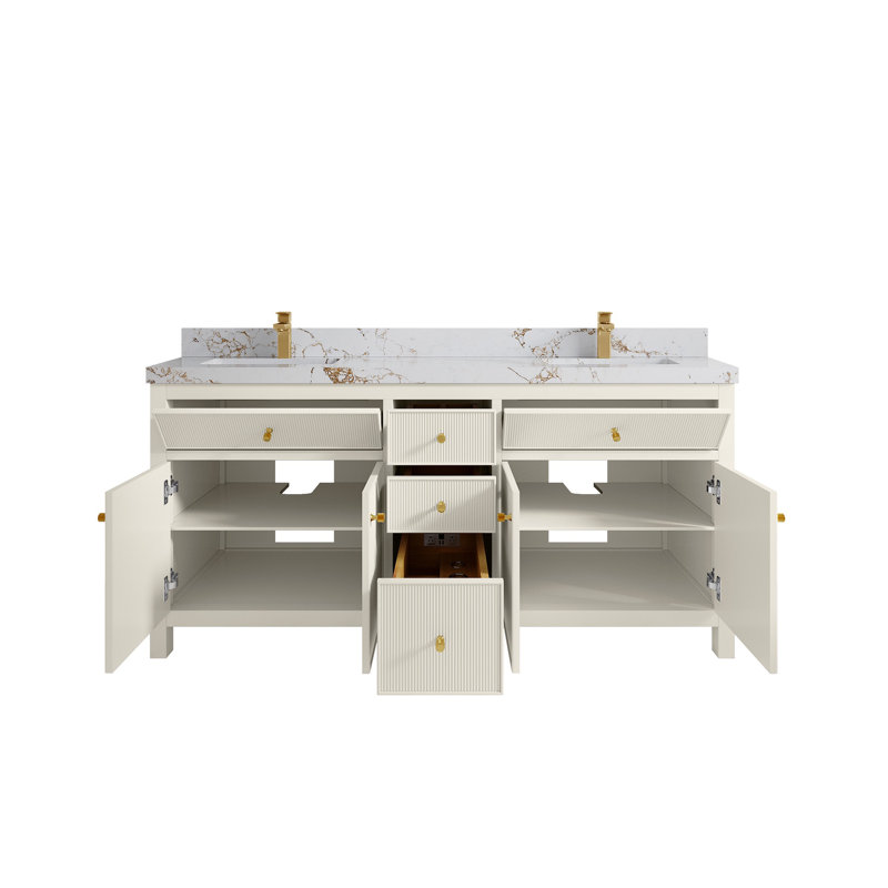 Ensemble de meuble-lavabo double 72 po Sonoma, Viola Gold, Alabaster