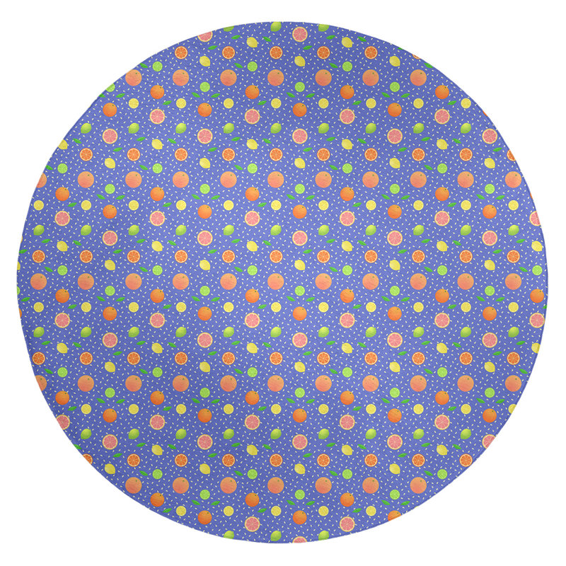 Tapis à fruits bleu agrumes, Rond 5 pi