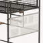 Lit mezzanine double en métal avec chambre à coucher et dortoir, avec station de charge intégrée et éclairage DEL-1923414741