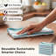 Paquet de 6 serviettes de cuisine en coton rayé, linges à vaisselle absorbants 17,7 x 26,8 po, chiffons de nettoyage réutilisables à séchage rapide, vert-129848701
