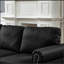 Design moderne et classique avec clous, causeuse de salon 2 + 3 places et canapé en cuir, similicuir rembourré noir-1039300804
