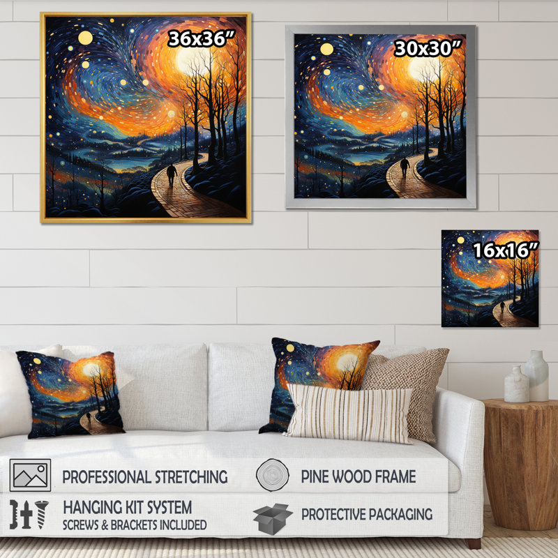 Art abstrait sur toile, point de vue spirituel, Encadrement doré, H 36 po x l 36 po x P 1,5 po