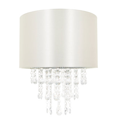 Modern Satin Fabric Pendant Light Shade with Acrylic Droplets