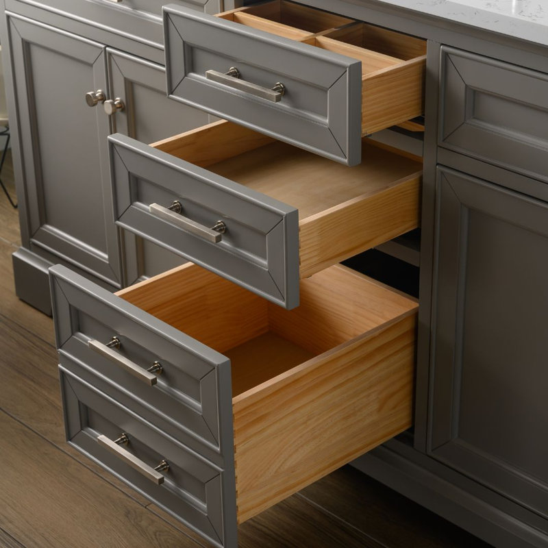 Thompson 72" W Double Bathroom Vanity, Gray/Brushed Nickel