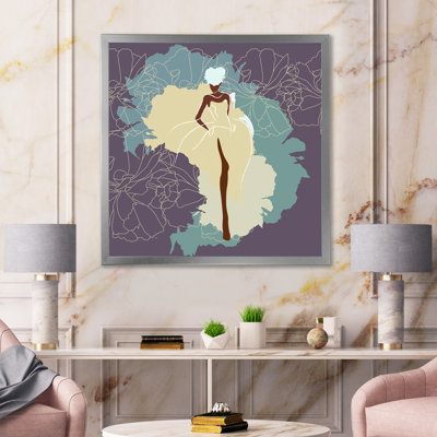 Femme afro-américaine en robe de mariée magnifique - impression sur toile