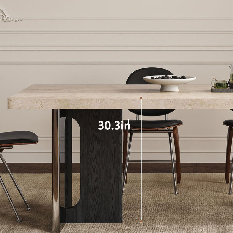 Table de salle à manger en porcelaine d'inspiration rétro, H 30,3 po x L 55,1 po x l 31,5 po