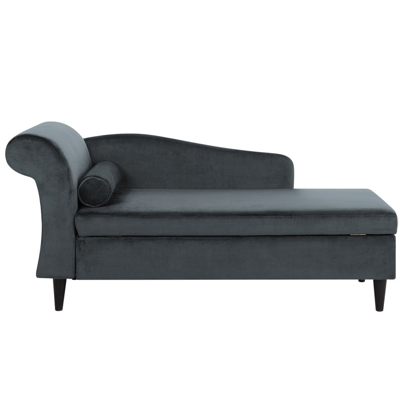 Pulliam Velvet Chaise Lounge, Dark Grey