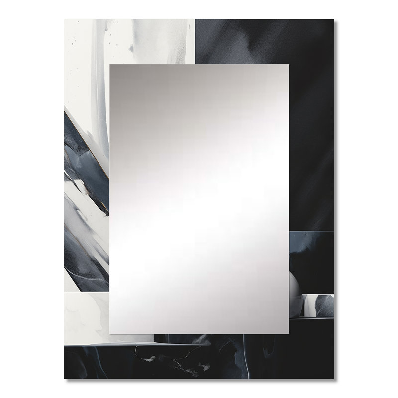 Abstrait marbre formes II - miroir en marbre, miroir mural décoratif moderne, art imprimé en métal, 32 po x 24 po