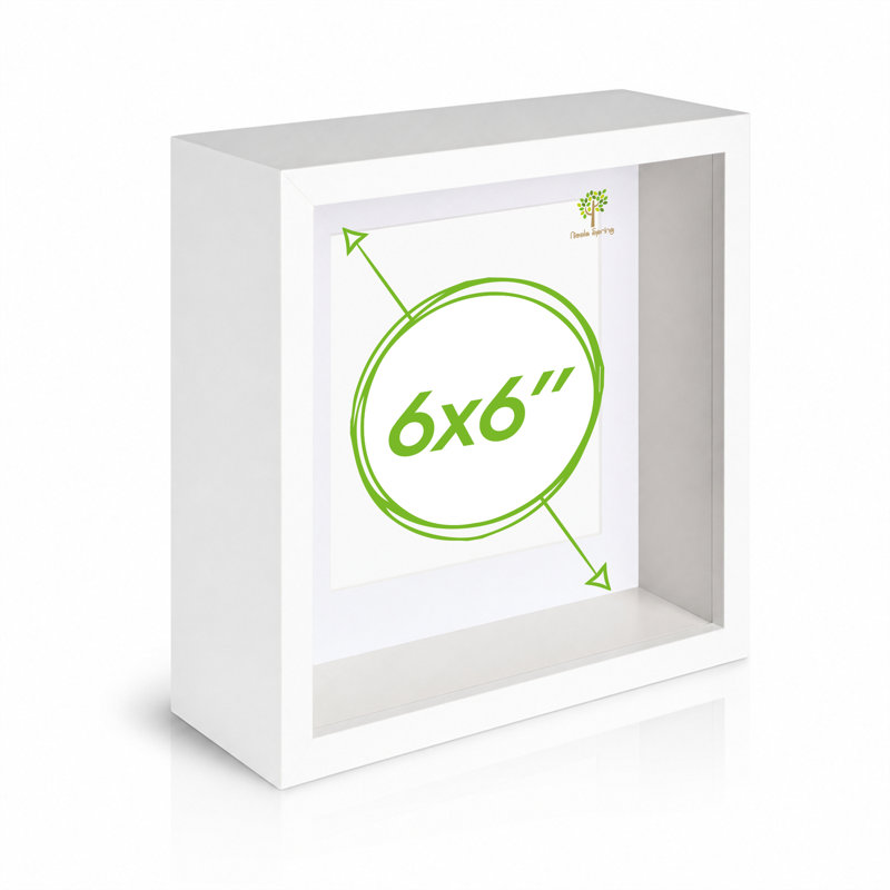 Nicola Spring - 3D Deep Box Photo Frame, White, 16.5cm H x 16.5cm W x 6cm D