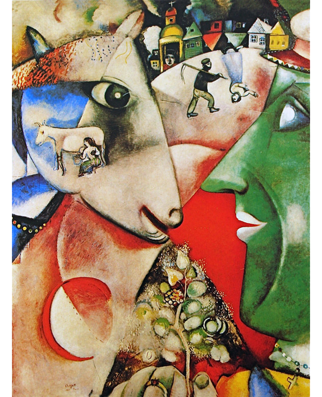 « I and the Village » par Marc Chagall - impression d'art graphique sur toile tendue, H 24 po x l 18 po x P 1,5 po