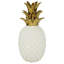 Sculpture de table ananas en porcelaine blanche et dorée