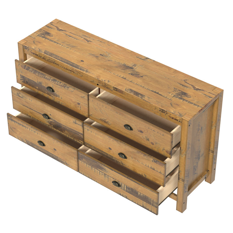 Commode 6 tiroirs Hibir, Chêne bois flotté