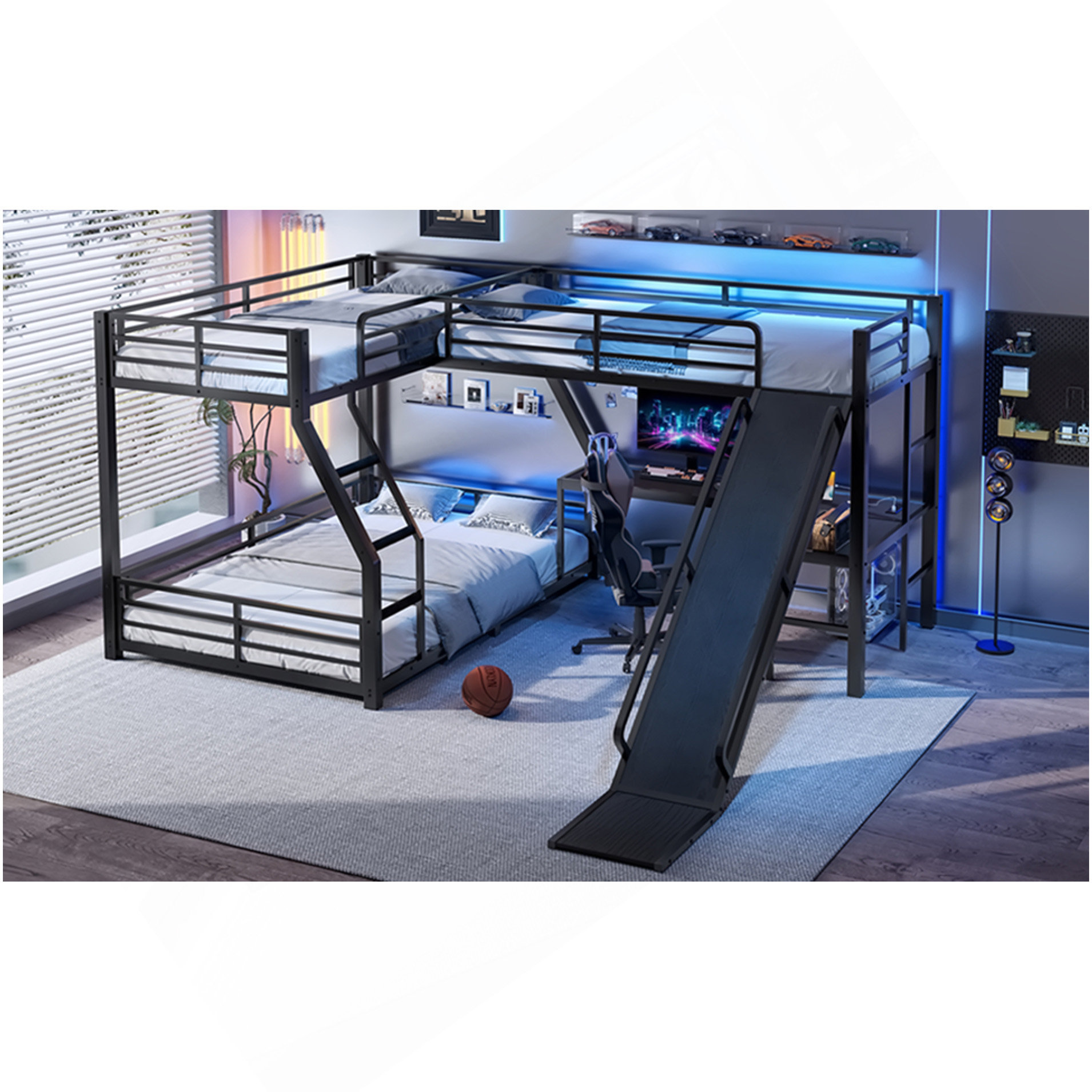 Ivy Bronx L-Shaped Twin Over Full Bunk Bed With Twin Size Loft Bed ...