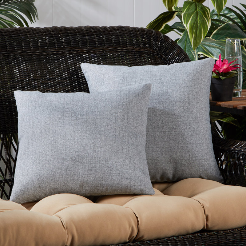 Housse de coussin d'extérieur carré Covington, Gris chiné