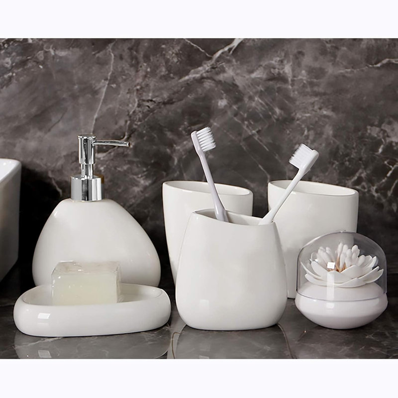 White Ceramic Bathroom Accessory Set