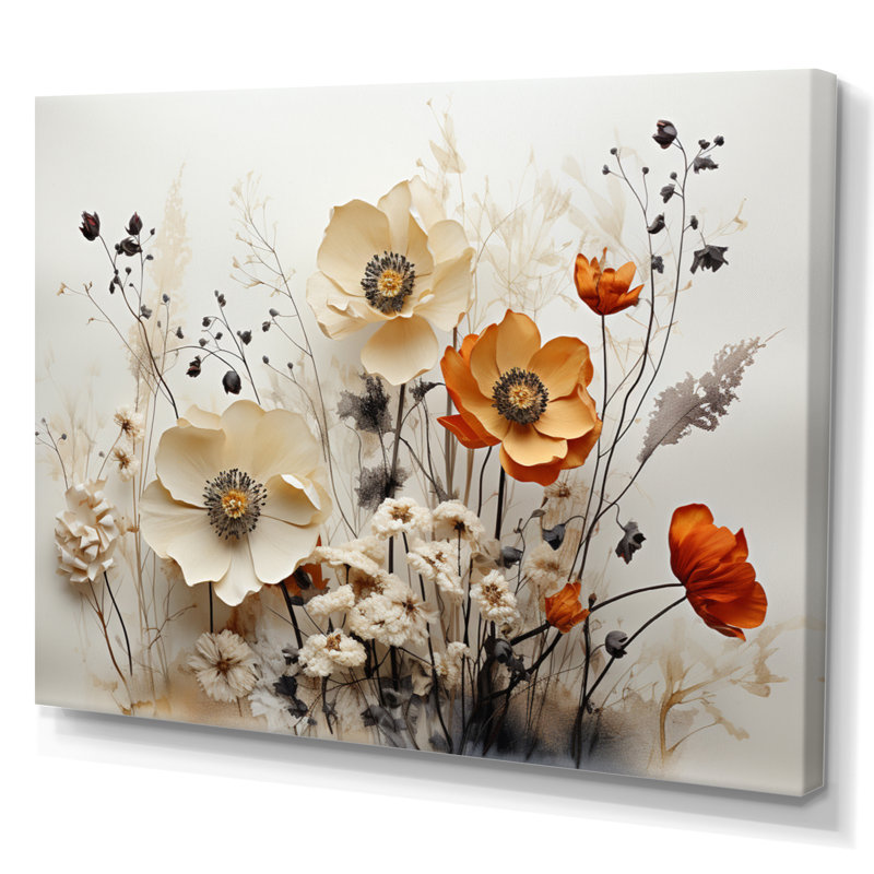 Macaulee Bohemian Earthly Floral Collage II - Abstract Boho Wall Art, 24" H x 32" W, No Frame, Wrapped Canvas