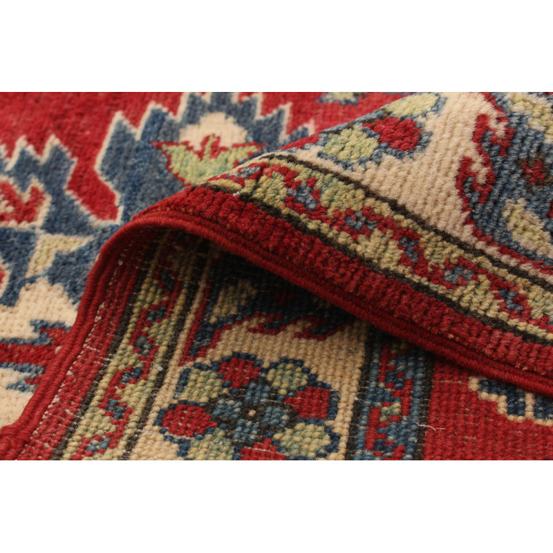 Tapis de couloir rouge unique en laine noué à la main de style Gazni des années 2010 de 2 pi 8 po x 9 pi 7 po Qaiden
