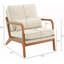 Chaise d'appoint Mid-Century moderne en lin blanc cassé avec accoudoirs en chêne massif-52095140-43985393