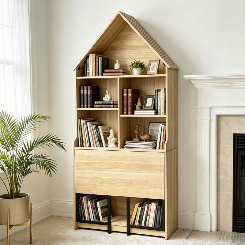 Bureau convertible pliable avec tablettes de rangement, conception escamotable peu encombrante, 73.22" H x 11.42" W x 31.5" D
