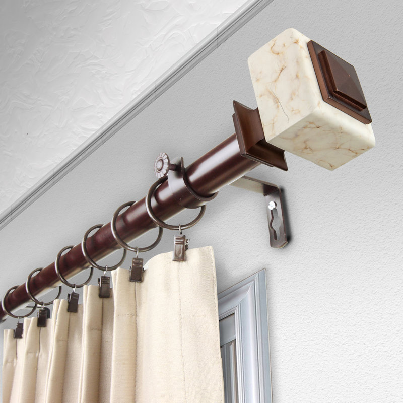 Alyssa Modern Black and Satin Nickel Single Curtain Rod