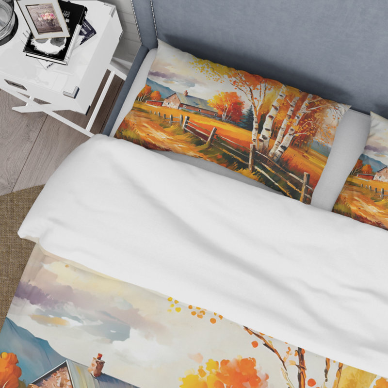 Petit ensemble de housse de couette Cottage Cottage in Autumn IV - Microfibre de polyester