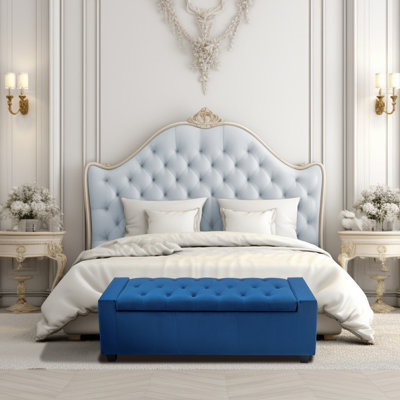 Banc de rangement rembourré en velours Muneeb