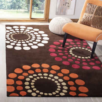 Faye Polka Dots Handmade Tufted Dark Brown Area Rug