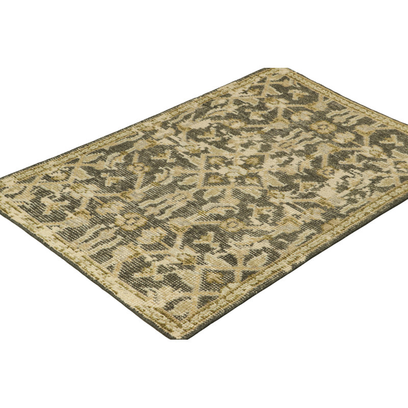 Rug & Kilim’S Distressed Rug In Beige-Brown With Herati Floral Patterns