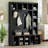 Farmhouse Wooden Hall Tree with 6 Hooks, Storage Bench, Adjustable Shelves, and Cubby Compartments for Entryway Organization.-129594906