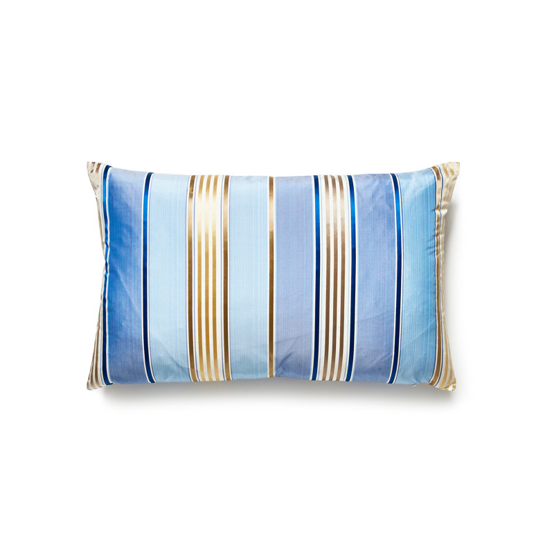 Charlotte Striped Silk Reversible Throw Pillow, Marine