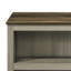 Table basse contemporaine en chêne gris avec tablettes ouvertes doubles et plateau élégant avec deux tablettes l 43 po
