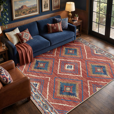 Machine Washable Non Slip Western Area Rugs for Living Room Bedroom Dining Room