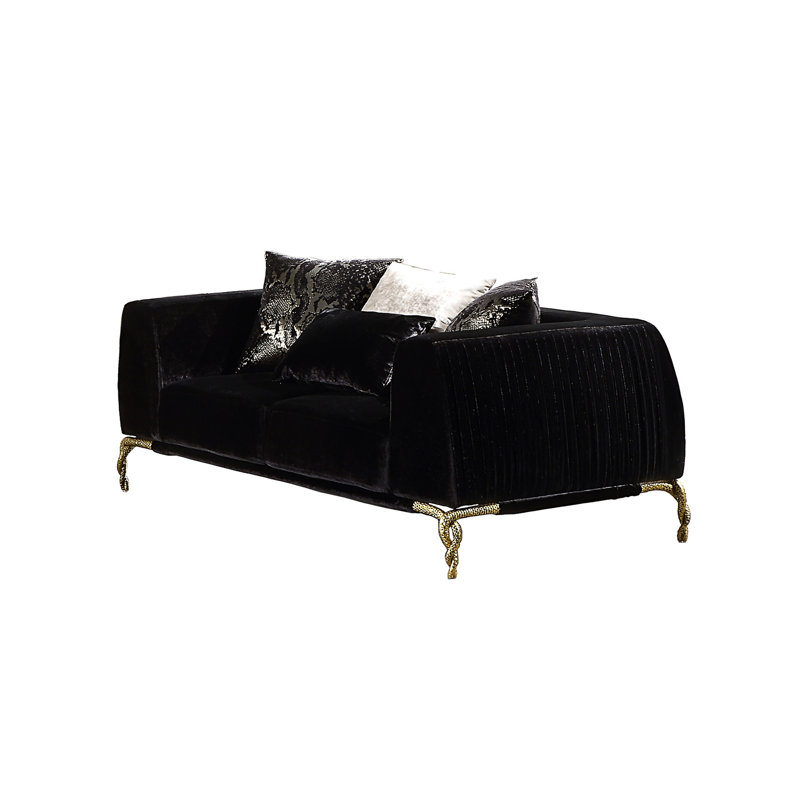 Contemporain - Revêtement en velours, tissu épais de luxe moderne avec pattes dorées, noir et accents
