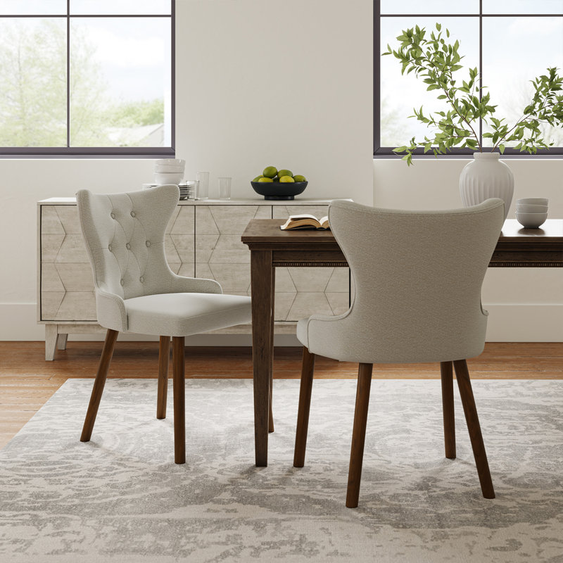 Ensemble de 2 chaises de salle à manger à oreilles de style moderne Mid-Century avec pieds en bois massif Philibert
