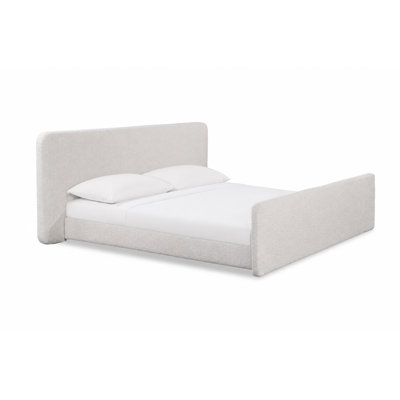 Dalina Upholstered King Bed Ivory Boucle Black