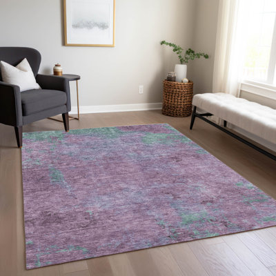 Machine Washable Indoor/Outdoor Cinead ACN1710 Lavender Rug
