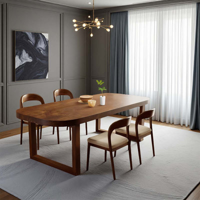 Table de salle à manger rectangulaire en bois massif et chaises pour 4, salle à manger rustique et table de cuisine